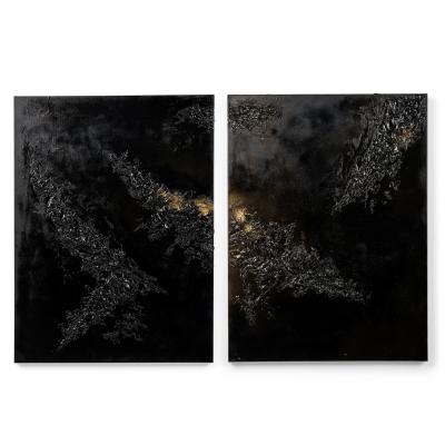  Barbara Kiskovski Barbara Kiskovski Diptych of Contemporary American Abstract Mixed Media Black an