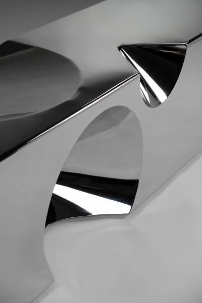  Barberini Gunnell Bench sculpture in mirror polished stainless steel crhome effect made in Italy