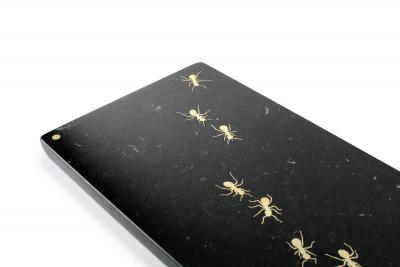  Barberini Gunnell Centerpiece Plate Platters Serveware Black Marquina Marble Brass Inlay Italy