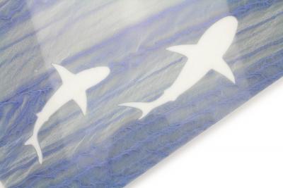  Barberini Gunnell Centerpiece Serveware Platters Blue Azul Macaubas Marble Inlay Steel Shark Italy