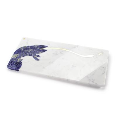  Barberini Gunnell Centerpiece Serveware White Marble and Gemstone Sodalite Blue Handmade Italy