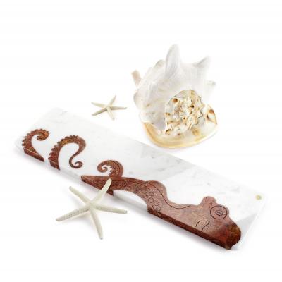  Barberini Gunnell Centerpiece Tableware Platters White Marble Red Onyx Octopus Handmade Italy