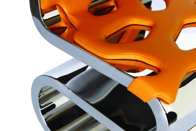  Barberini Gunnell Chair Sculpture Mirror Steel Orange Leather Collectible Design Handmade Italy