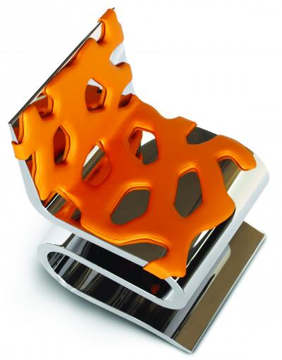  Barberini Gunnell Chair Sculpture Mirror Steel Orange Leather Collectible Design Handmade Italy