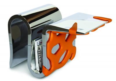  Barberini Gunnell Chair Sculpture Mirror Steel Orange Leather Collectible Design Handmade Italy