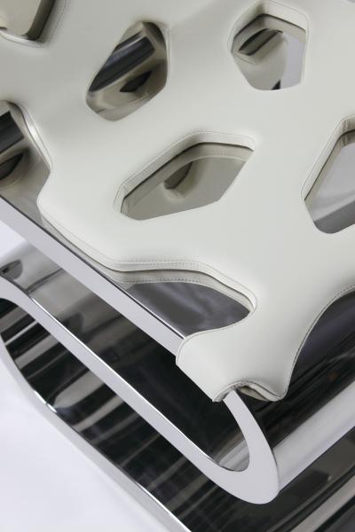 Barberini Gunnell Chair or side table in polished stainless steel chrome effect white leather