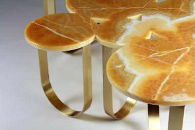  Barberini Gunnell Coffe table or center table in orange onyx and brass made in Italy