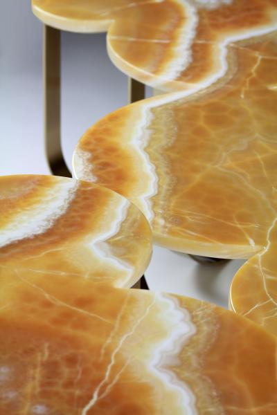  Barberini Gunnell Coffe table or center table in orange onyx and brass made in Italy