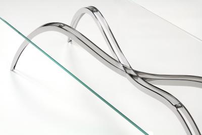  Barberini Gunnell Coffee table in polished stainless steel chrome effect clear glass top