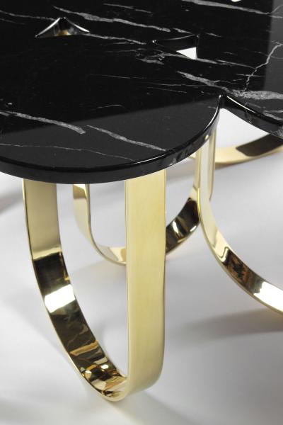  Barberini Gunnell Coffee table or center table in black Marquinia marble and polished brass Italy
