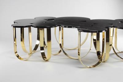  Barberini Gunnell Coffee table or center table in black Marquinia marble and polished brass Italy