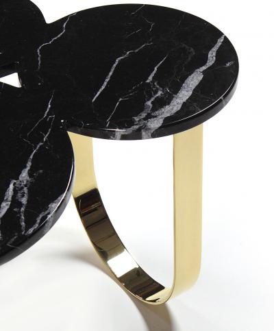  Barberini Gunnell Coffee table or center table in black Marquinia marble and polished brass Italy