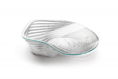 Barberini Gunnell Coffee table or center table in white carrara marble top in clear glass Italy