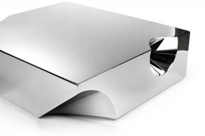 Barberini Gunnell Coffee table square in stainless steel chrome effect sculpture made in Italy