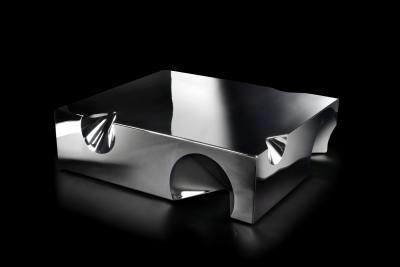 Barberini Gunnell Coffee table square in stainless steel chrome effect sculpture made in Italy