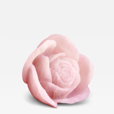  Barberini Gunnell Decorative Sculpture Ornament Rose Blossom Solid Block Rose Quartz Hand Carved