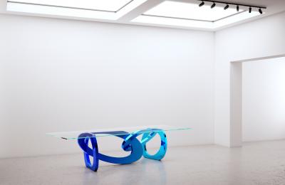  Barberini Gunnell Dining Table Sculpture Steel Mirror Blue Gradient Special Coloring Customizable