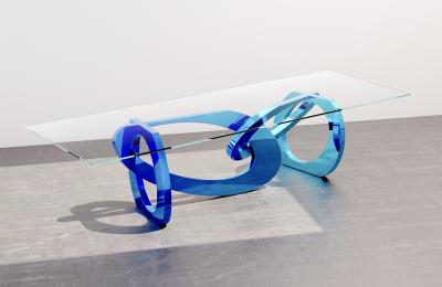  Barberini Gunnell Dining Table Sculpture Steel Mirror Blue Gradient Special Coloring Customizable