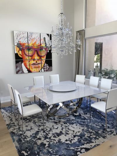  Barberini Gunnell Dining Table Square Sculpture Metal Rings Mirror Steel Marble Italy 