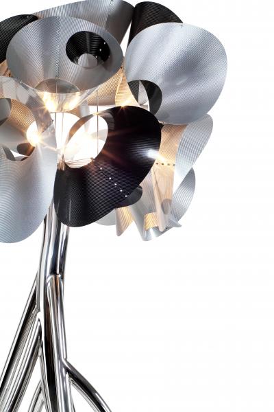  Barberini Gunnell Floor lamp in polished stainless steel chrome effect lampshade in carbon fiber