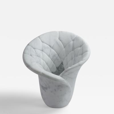  Barberini Gunnell Sculptural Quilted Vase in Statuary Marble by Barberini Gunnell