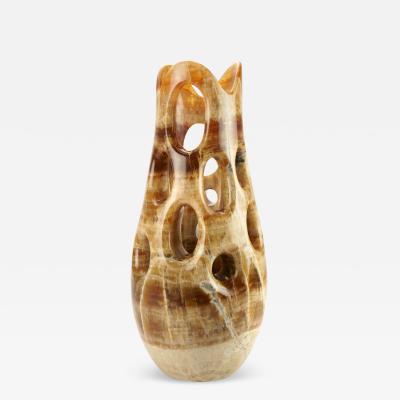  Barberini Gunnell Sculptural vase PV04 in Amber Onyx by Barberini Gunnell