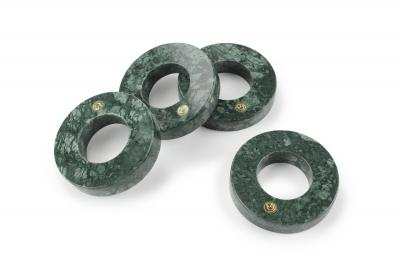 Barberini Gunnell Serviette Rings Set Tableware Imperial Green Marble Brass Inlay Collectible