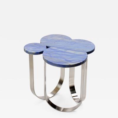  Barberini Gunnell Side table in Azul Macaubas quartzite and structure in polished stainless steel