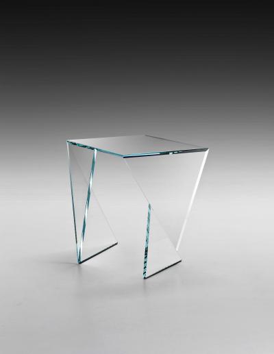  Barberini Gunnell Side table or bedside in clear crystal glass square made in Italy