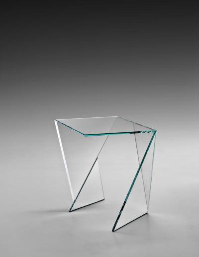  Barberini Gunnell Side table or bedside in clear crystal glass square made in Italy