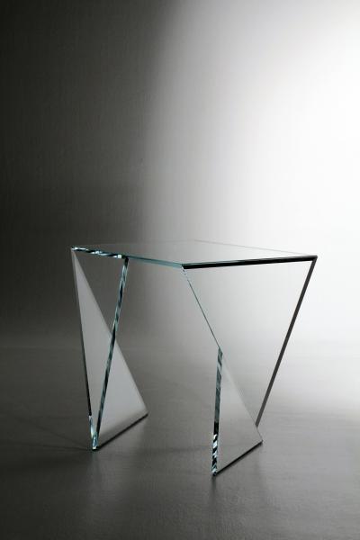  Barberini Gunnell Side table or bedside in clear crystal glass square made in Italy