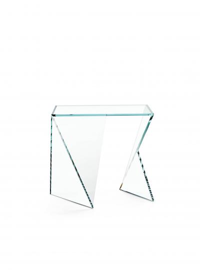  Barberini Gunnell Side table or bedside in clear crystal glass square made in Italy
