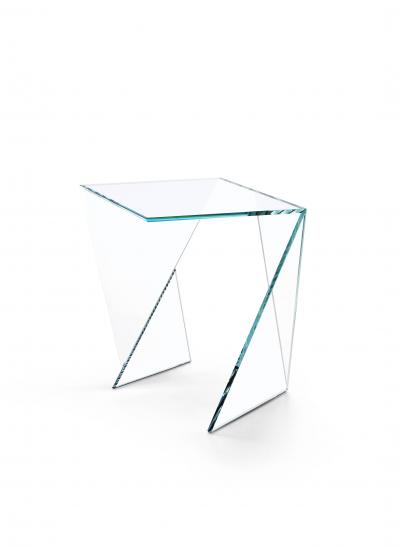  Barberini Gunnell Side table or bedside in clear crystal glass square made in Italy