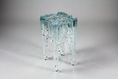 Barberini Gunnell Side table or bedside square top clear crystal glass sculpture made in Italy