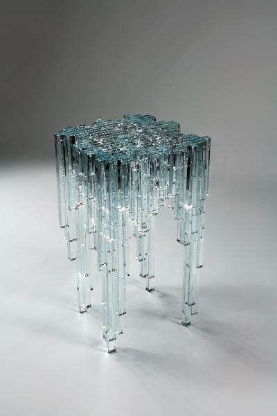  Barberini Gunnell Side table or bedside square top clear crystal glass sculpture made in Italy
