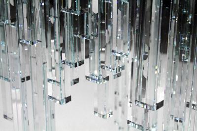  Barberini Gunnell Side table or bedside square top clear crystal glass sculpture made in Italy