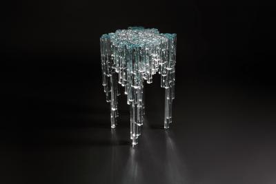  Barberini Gunnell Side table or bedside square top clear crystal glass sculpture made in Italy
