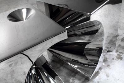  Barberini Gunnell Side table or stool square cubic in stainless steel chrome effect