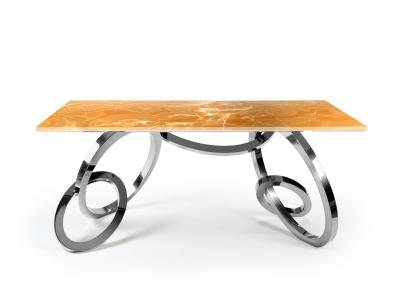  Barberini Gunnell Table Desk Writing Home Office Orange Onyx Mirror Steel Contemporary Collectible