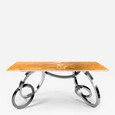  Barberini Gunnell Table Desk Writing Home Office Orange Onyx Mirror Steel Contemporary Collectible