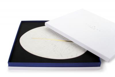 Barberini Gunnell Tableware Platter Cutting Board White Carrara Marble Brass Inlay Italy Handmade