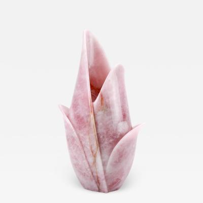  Barberini Gunnell Vase sculpture hand carved from a solid block of Rose Quartz made in Italy