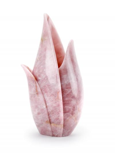  Barberini Gunnell Vase sculpture hand carved from a solid block of Rose Quartz made in Italy
