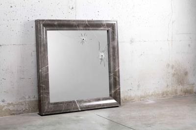  Barberini Gunnell Wall mirror square grey marble frame contemporary design made in Italy