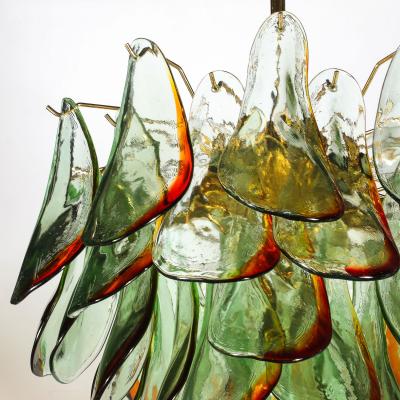  Barbini Mid Century Signed Barbini Hand Blown Murano Peacock Glass Chandelier