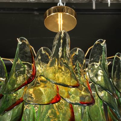  Barbini Mid Century Signed Barbini Hand Blown Murano Peacock Glass Chandelier