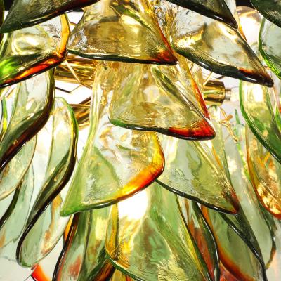 Barbini Mid Century Signed Barbini Hand Blown Murano Peacock Glass Chandelier
