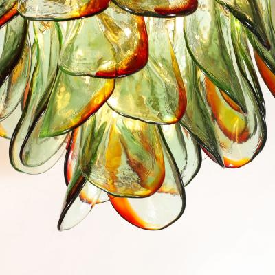  Barbini Mid Century Signed Barbini Hand Blown Murano Peacock Glass Chandelier