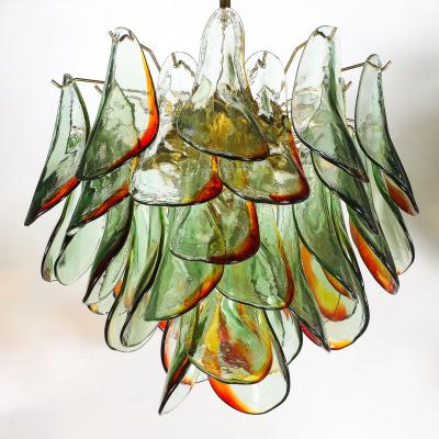  Barbini Mid Century Signed Barbini Hand Blown Murano Peacock Glass Chandelier