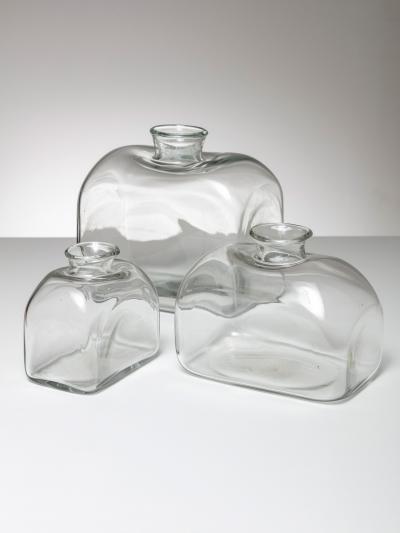  Barbini Set of Three Murano Glass Vases Attributed to Barbini